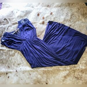 Navy blue maternity maxi dress